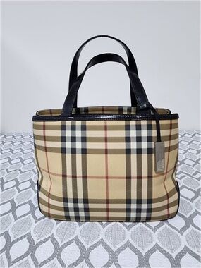 Authentic BURBERRY Vintage Nova Check Hand Bag Beige/Black